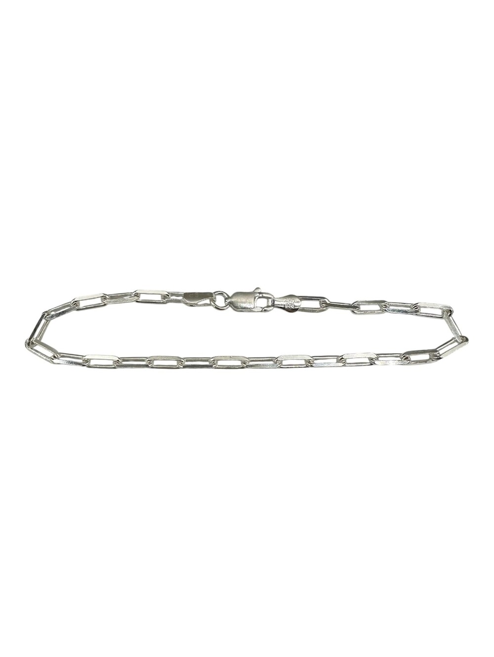 Paperclip Chain Bracelet Sterling Silver 7in 3mm New
